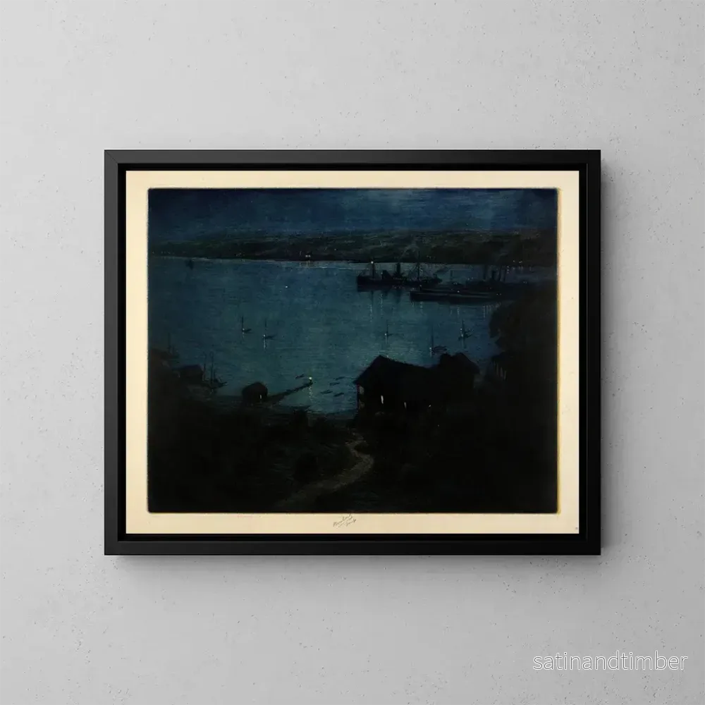 Reproduktion av målningen av månljus över Hudsonfloden – Charles Frederick William Mielatz Reproduktion av målningen av månljus över Hudsonfloden – Charles Frederick William Mielatz