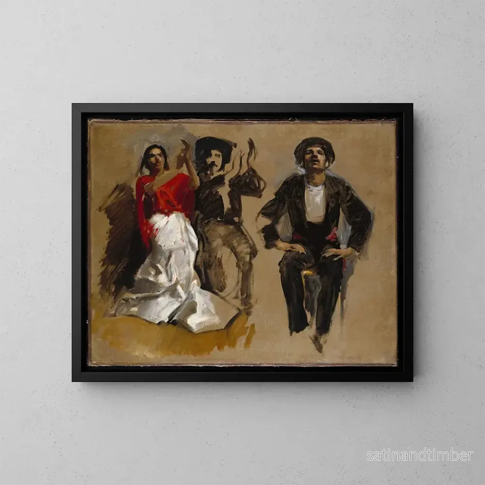 Reproduktion av målningen Studie för sittande figurer för El Jale - John Singer Sargent
