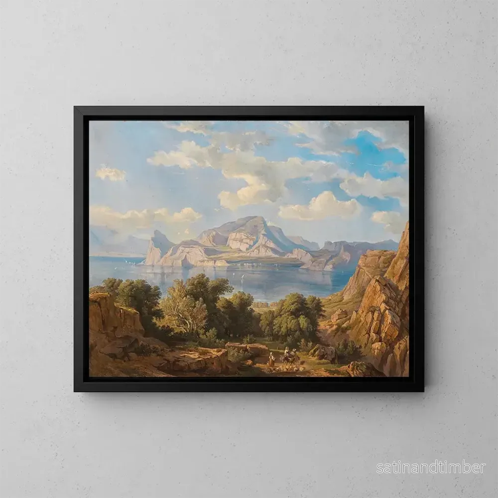 Reproduktion av målningen Vue de Capo Miseno med Vesuvius i bakgrunden – Fritz Bamberger Reproduktion av målningen Vue de Capo Miseno med Vesuvius i bakgrunden – Fritz Bamberger