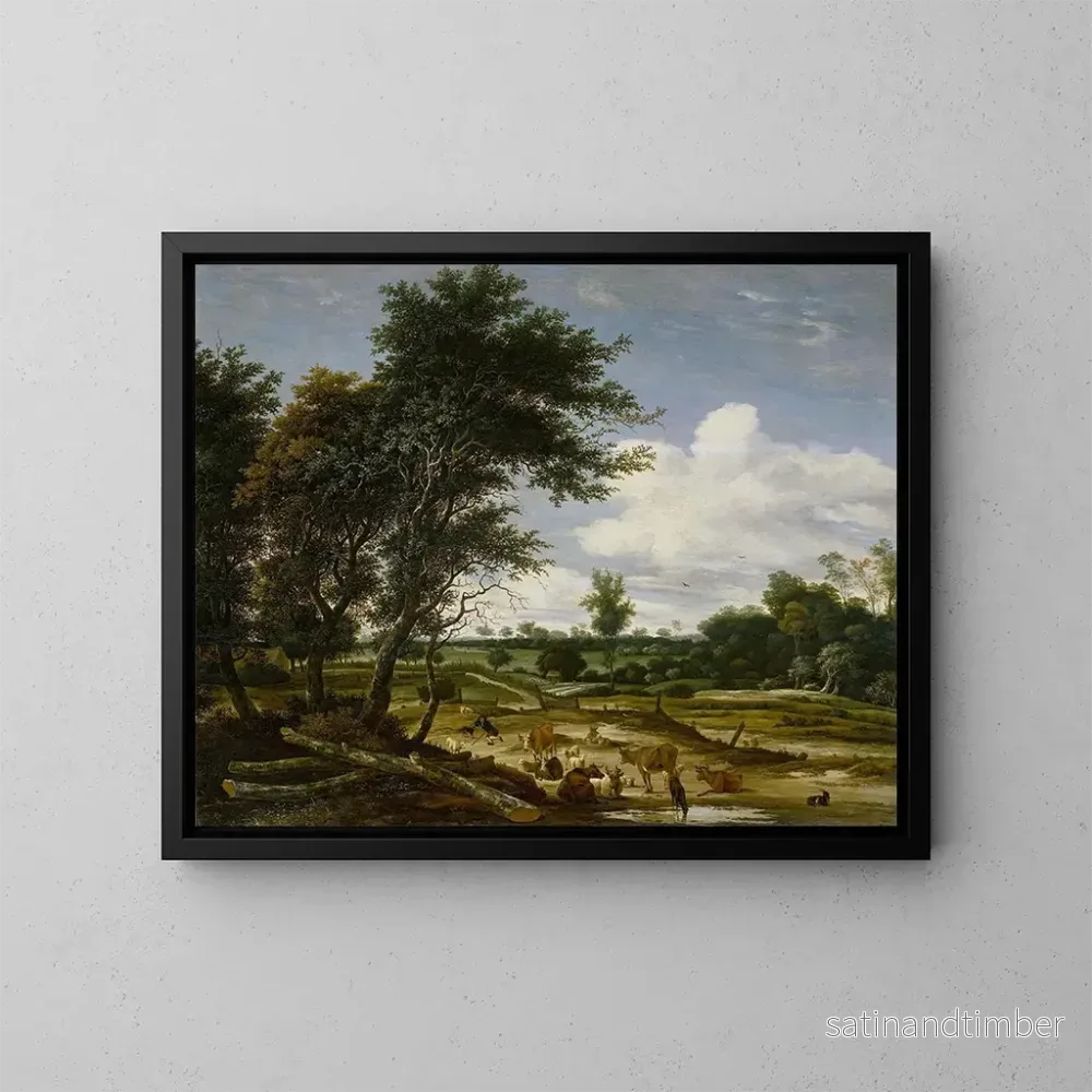 Reproduktion av målningen Landskap med herdar och boskap – Jacob Salomonsz van Ruysdael Reproduktion av målningen Landskap med herdar och boskap – Jacob Salomonsz van Ruysdael