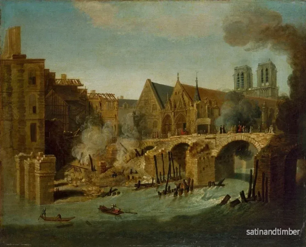 Reproduktion av målningen Le Petit Pont efter branden 1718 - Jean-Baptiste Oudry - Bild 2