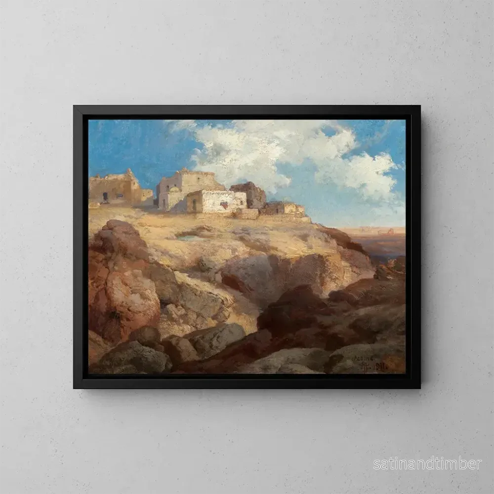 Reproduktion av målningen En liten Acoma, New Mexico - Thomas Moran