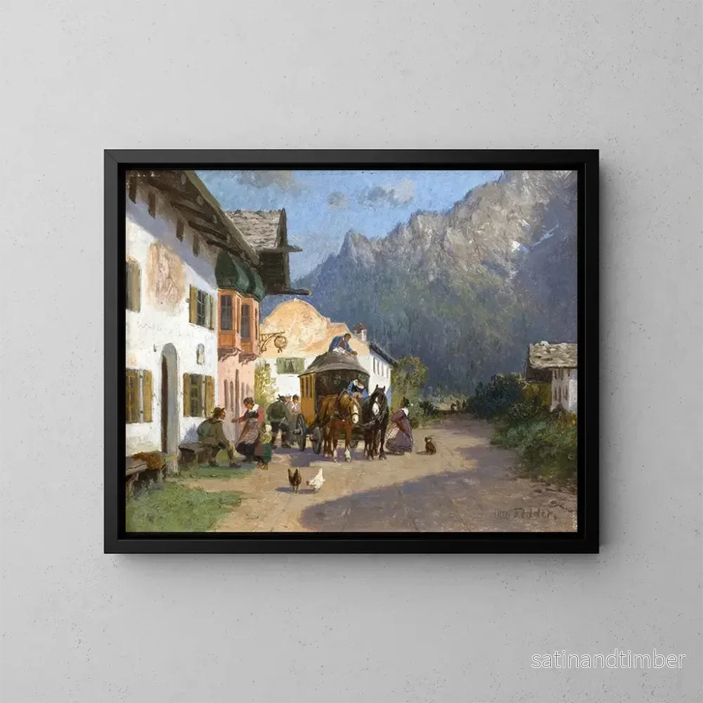 Reproduktion av målningen Rue de village à Mittenwald avec le Karwendelspitze – Otto Fedder Reproduktion av målningen Rue de village à Mittenwald avec le Karwendelspitze – Otto Fedder