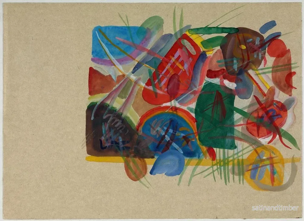 Reproduktion av målningen Akvarellmålning med skog och regnbåge - Wassily Kandinsky - Bild 2