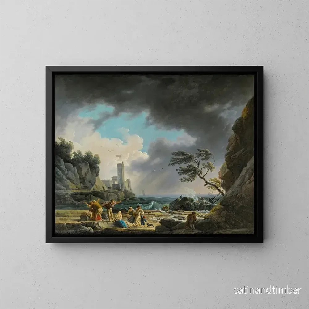 Reproduktion av målningen En storm nära en klippig kust - Claude-Joseph Vernet