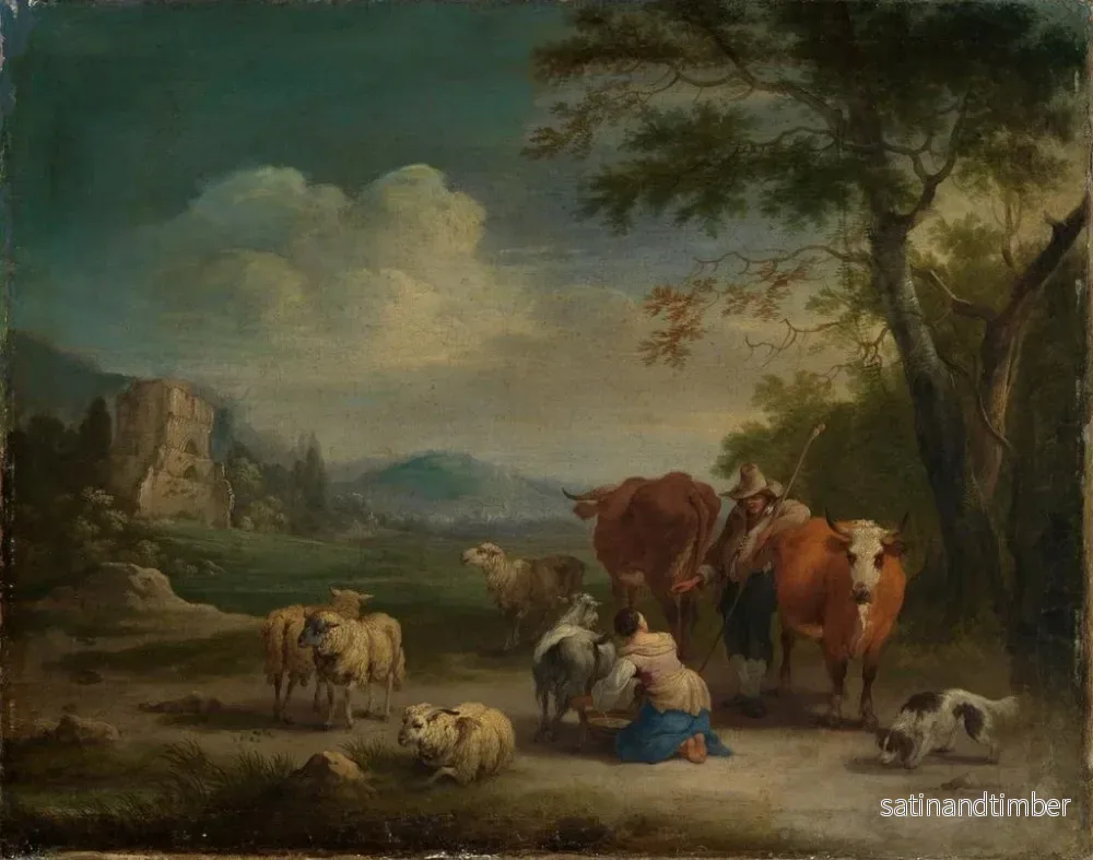 Reproduktion av målningen Landskap med herdar och ruin av en gotisk slott - Pieter Bout - Bild 2