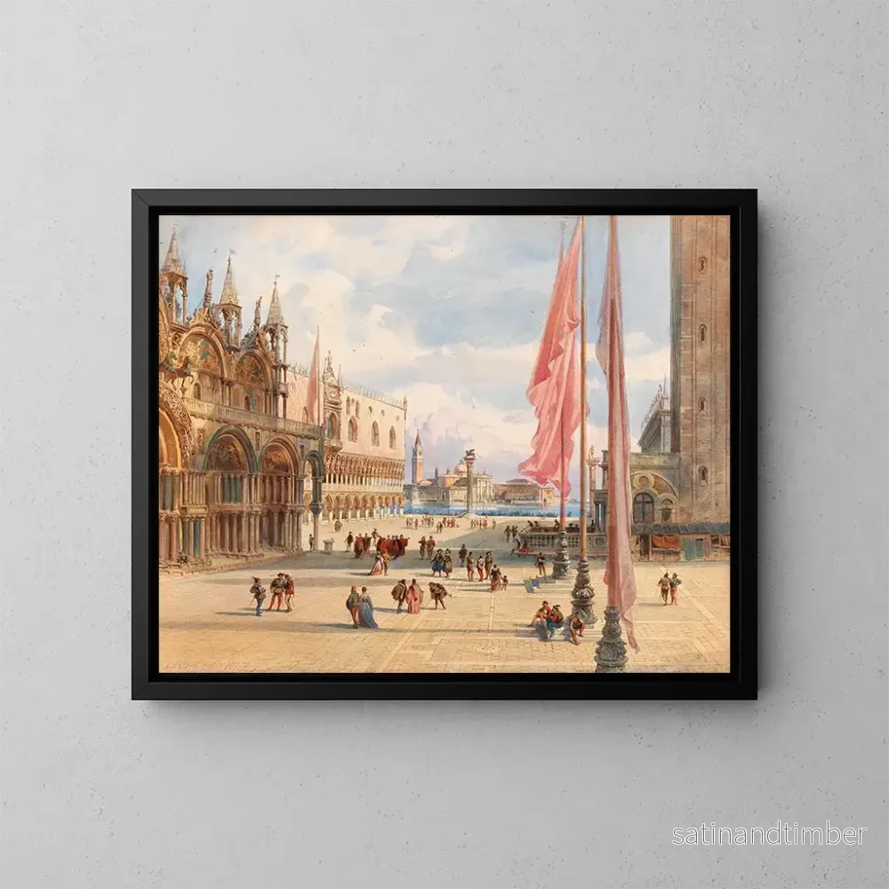 Reproduktion av målningen Place Saint-Marc i Venedig – Carl Friedrich Heinrich Werner Reproduktion av målningen Place Saint-Marc i Venedig – Carl Friedrich Heinrich Werner