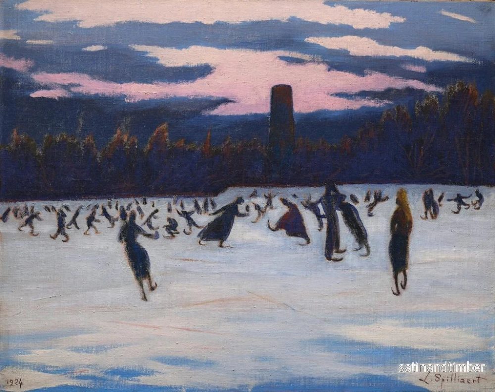 Reproduktion av målningen av målningarna "Les Patineurs au parc Marie-Henriette à Ostende" av Léon Spilliaert - Bild 2