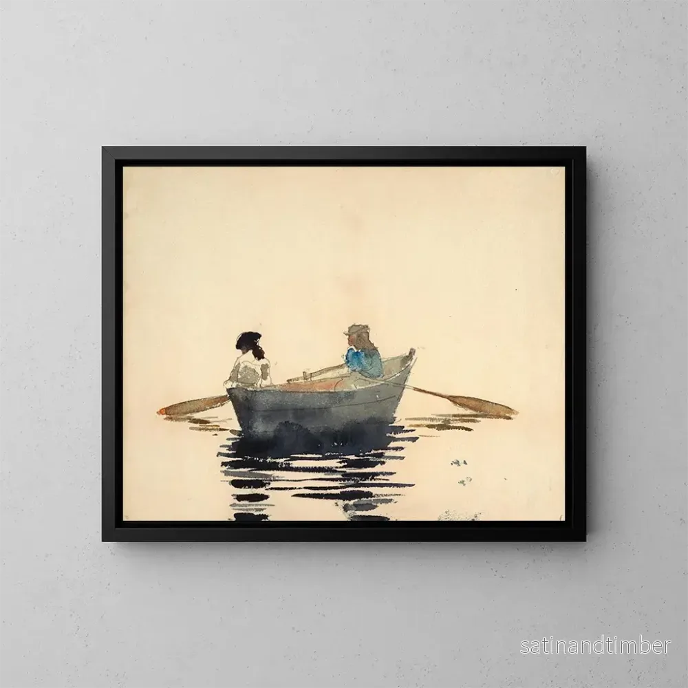 Reproduktion av målningen av två flickor i en båt - Winslow Homer