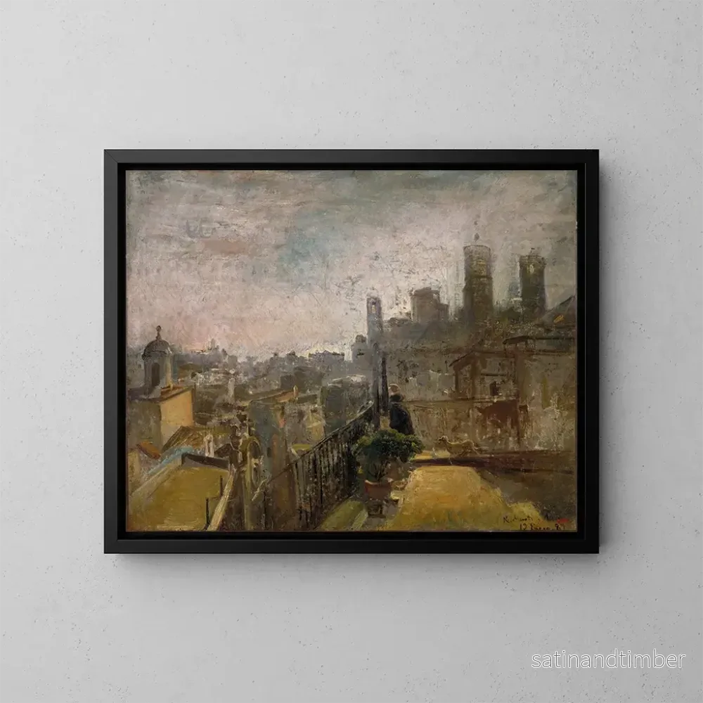 Reproduktion av målningen Vue de Barcelone depuis un toit dans la Riera de Sant Joan - Ramon Martí i Alsina