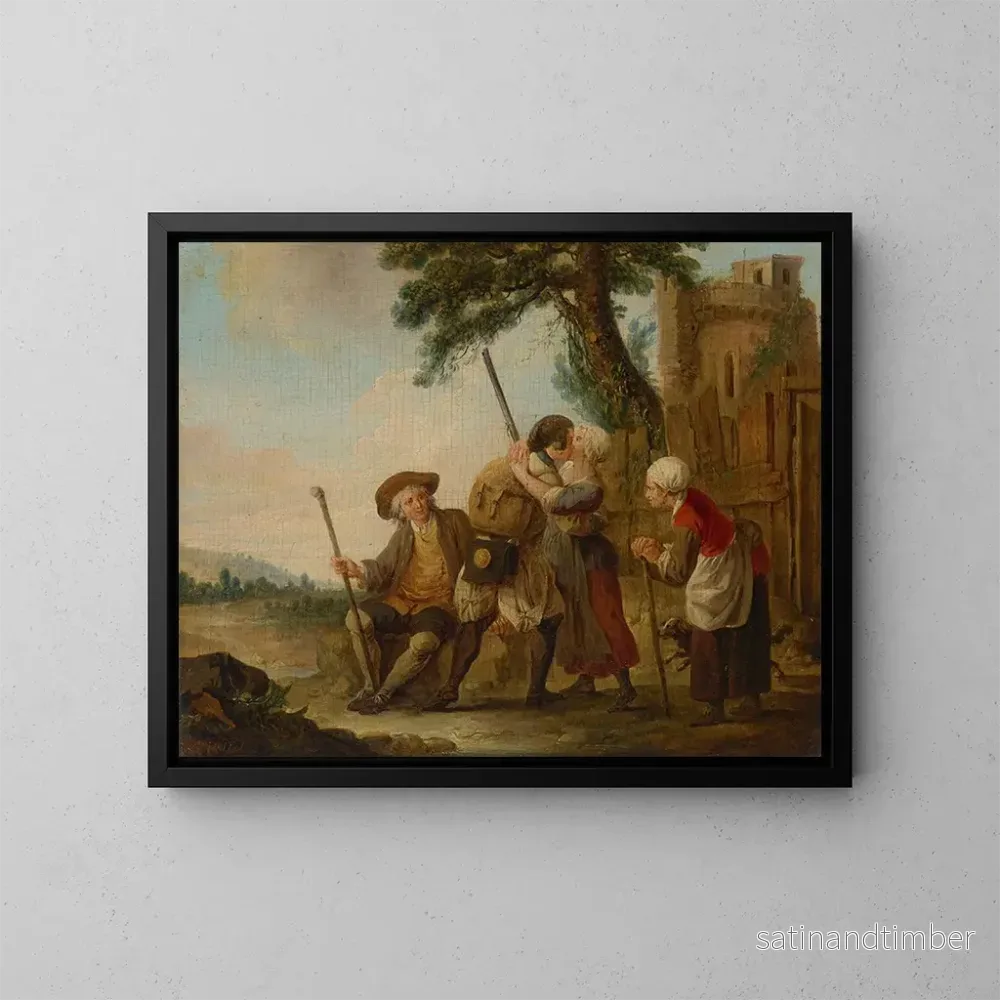 Reproduktion av målningen L'Adieu des soldats - Louis Joseph Watteau