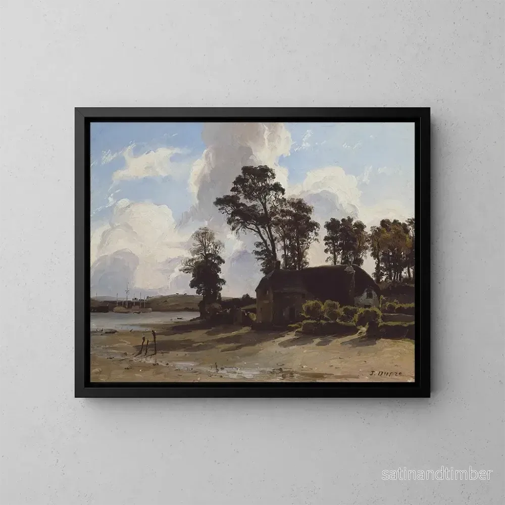 Reproduktion av målningen La ferme de l'estuaire - Jules Dupré