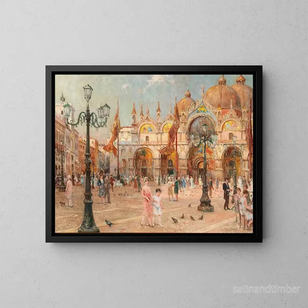 Reproduktion av målningen Venise, en livlig scen på Sankt Markus plats – Franz Guillery Reproduktion av målningen Venise, en livlig scen på Sankt Markus plats – Franz Guillery