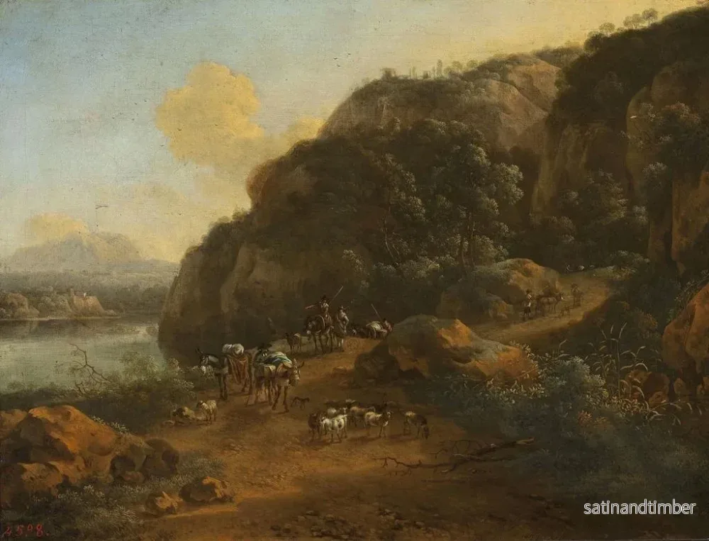 Reproduktion av målningen av bergslandskap med resenärer - Jan Vermeer van Haarlem den Äldre - Bild 2