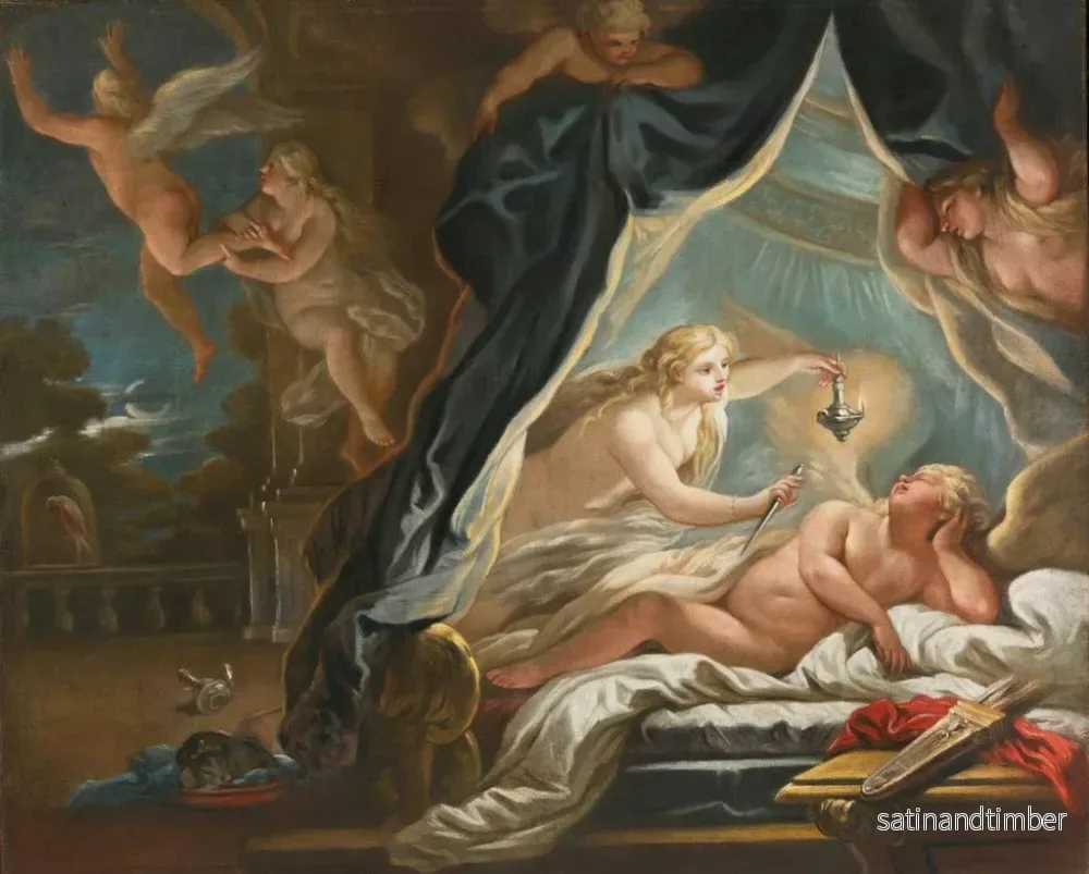 Reproduktion av målningen av Psyche som upptäcker den sovande Cupidon - Joseph Goupy - Bild 2