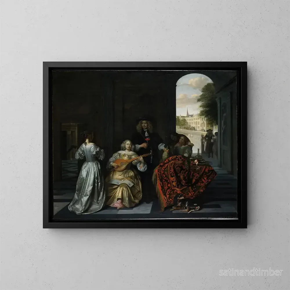 Reproduktion av målningen En musikfest - Pieter de Hooch