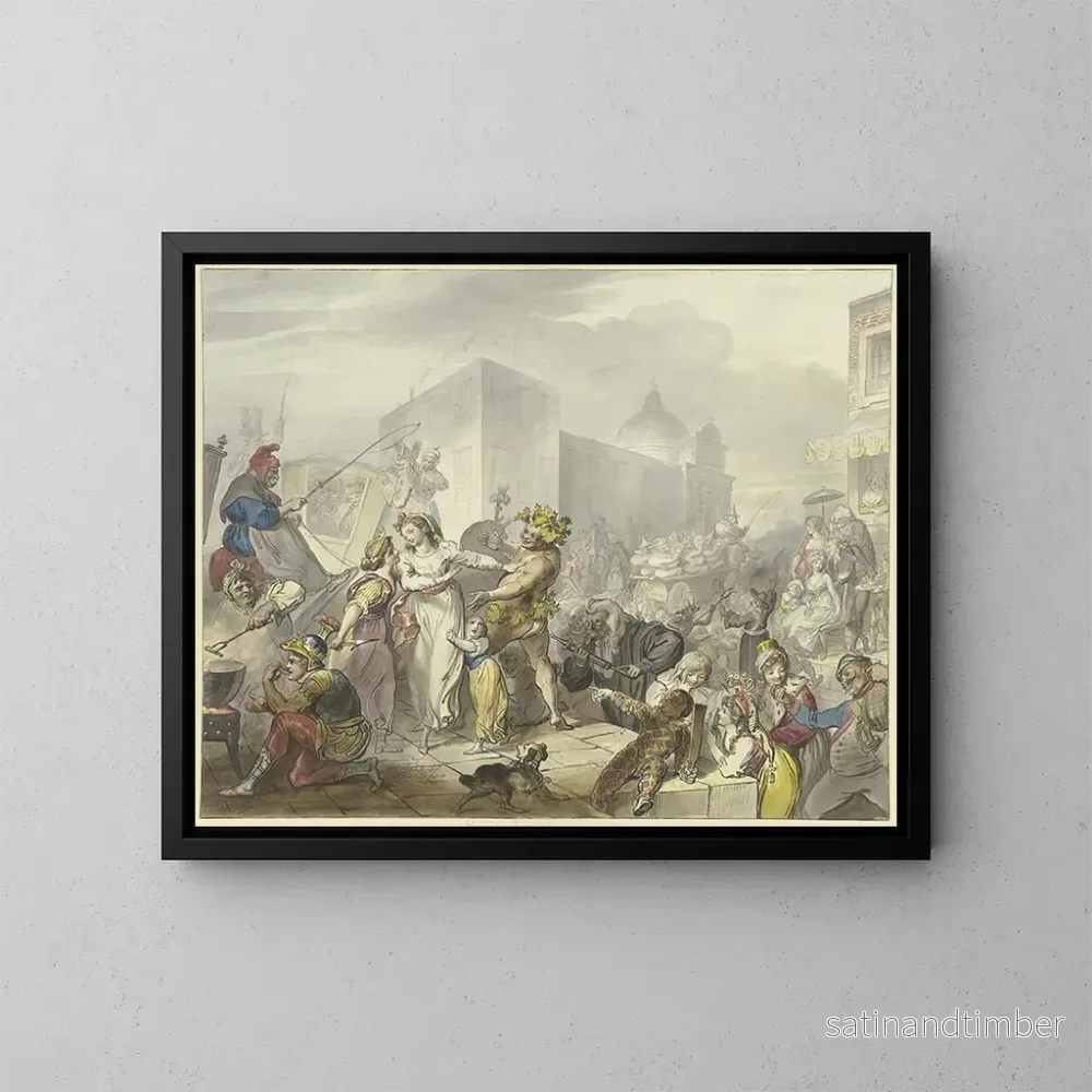 Reproduktion av målningen Scen från romerskt karneval - Johann Heinrich Ramberg