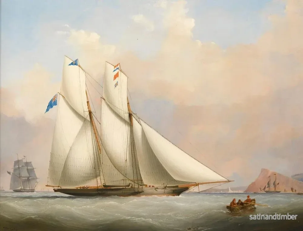 Reproduktion av målningen En yacht och en norsk kogg i en storm - Nicholas Matthew Condy - Bild 2