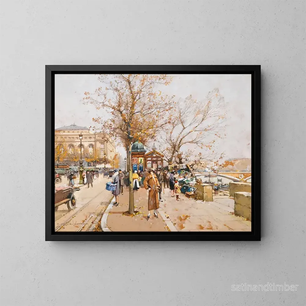 Reproduktion av målningen La Place du Châtelet, Paris - Eugène Galien-Laloue