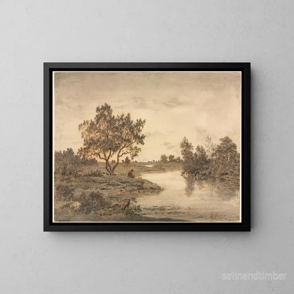 Reproduktion av målningen Le Pêcheur - Théodore Rousseau