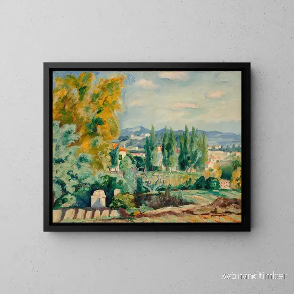 Reproduktion av målningen av höstlandskap runt Saint-Tropez - Henri Manguin