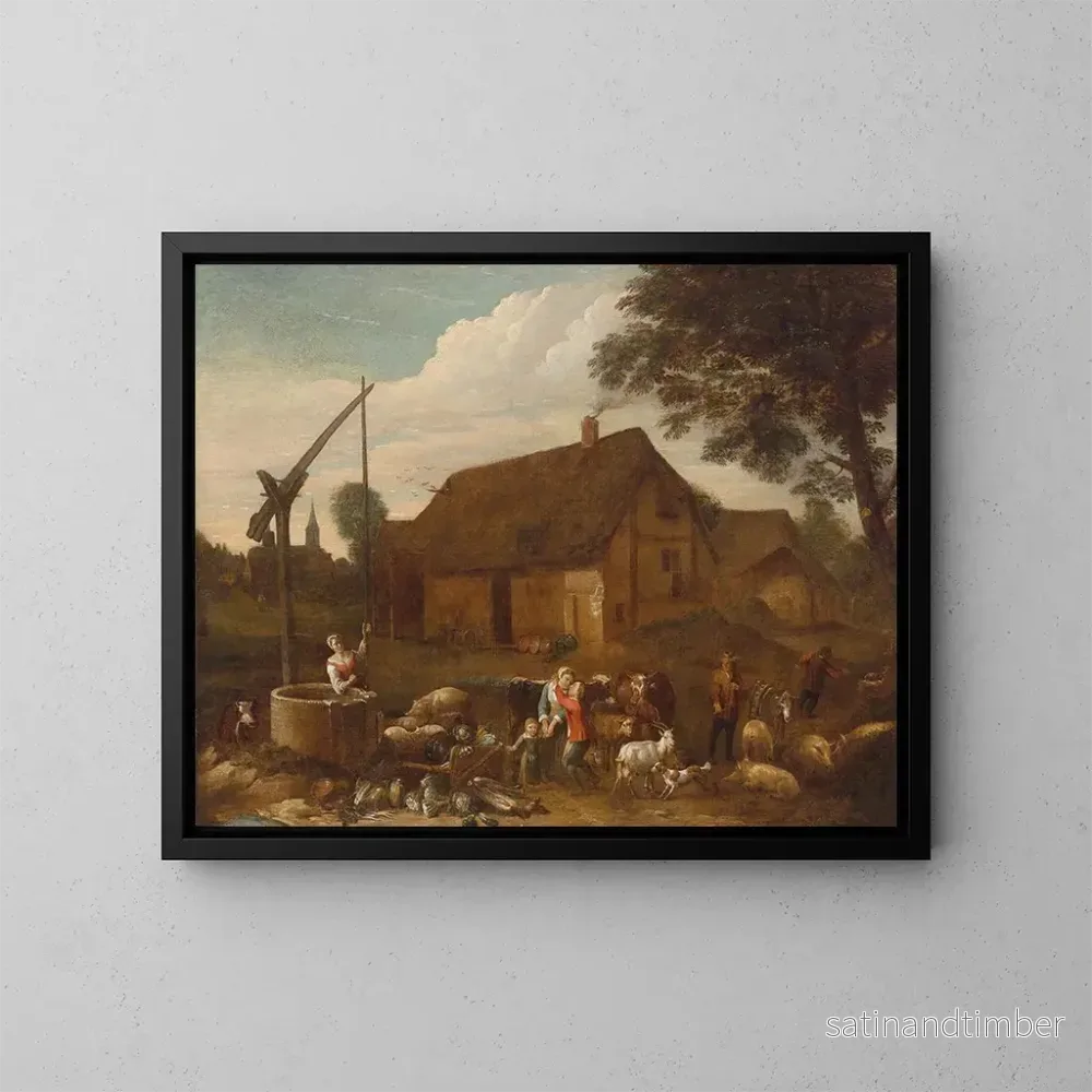 Reproduktion av målningen i en bondgård - Egbert van der Poel