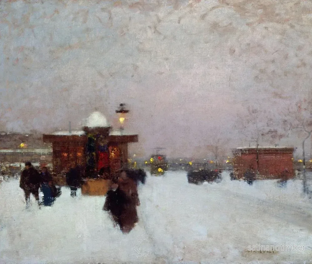 Reproduktion av målningen Porte Maillot under snön på natten - Luigi Loir - Bild 2