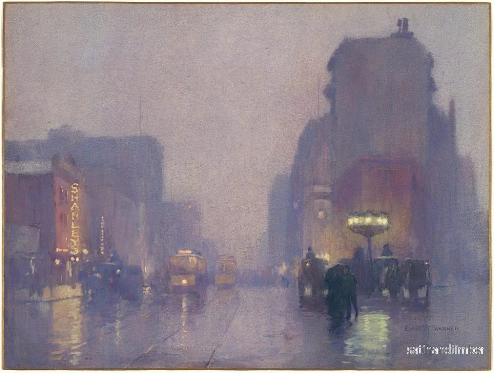 Reproduktion av målningen Broadway-målning av en regnig kväll - Everett L. Warner - Bild 2