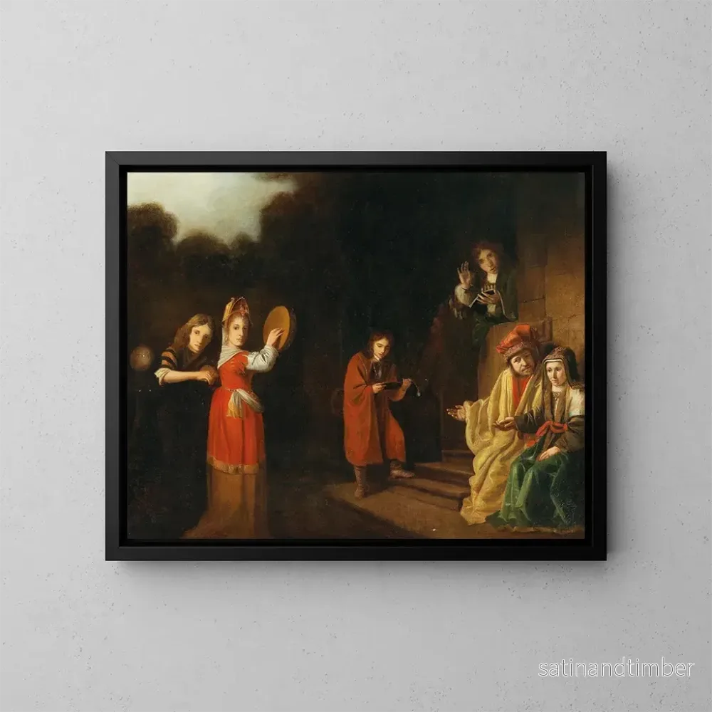 Reproduktion av målningen Familjeporträtt i en ram från Gamla testamentet - Cornelis Bisschop