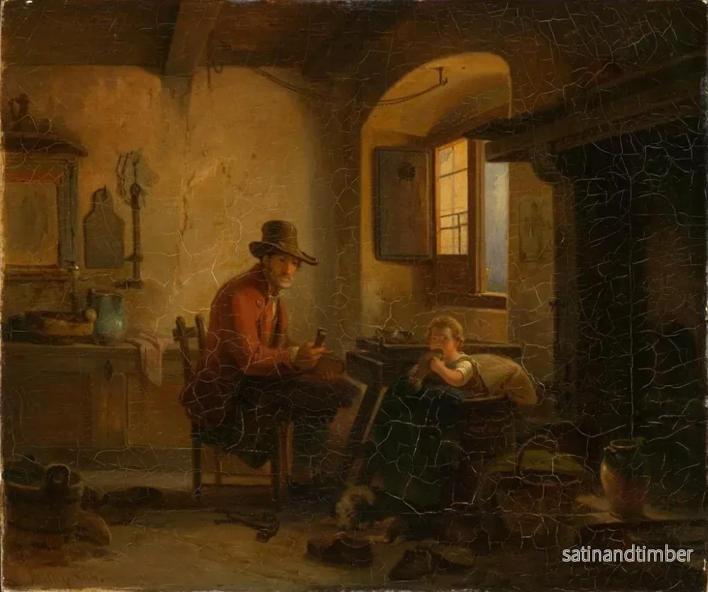 Reproduktion av målningen Cordonner med ett barn i hans verkstad - Johann Baptist Kirner - Bild 2