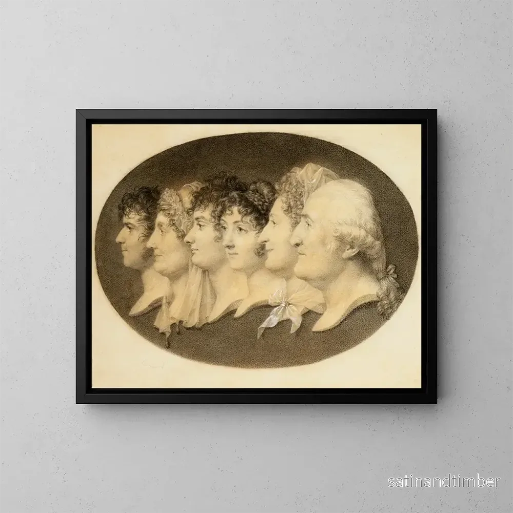 Reproduktion av målningen av Augustins profilporträtt och hans familj - Jean-Baptiste-Jacques Augustin