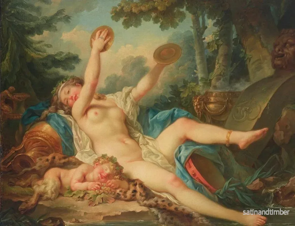 Reproduktion av målningen av en liggande Bacchante som spelar cymbaler - Jean-Simon Berthélemy - Bild 2