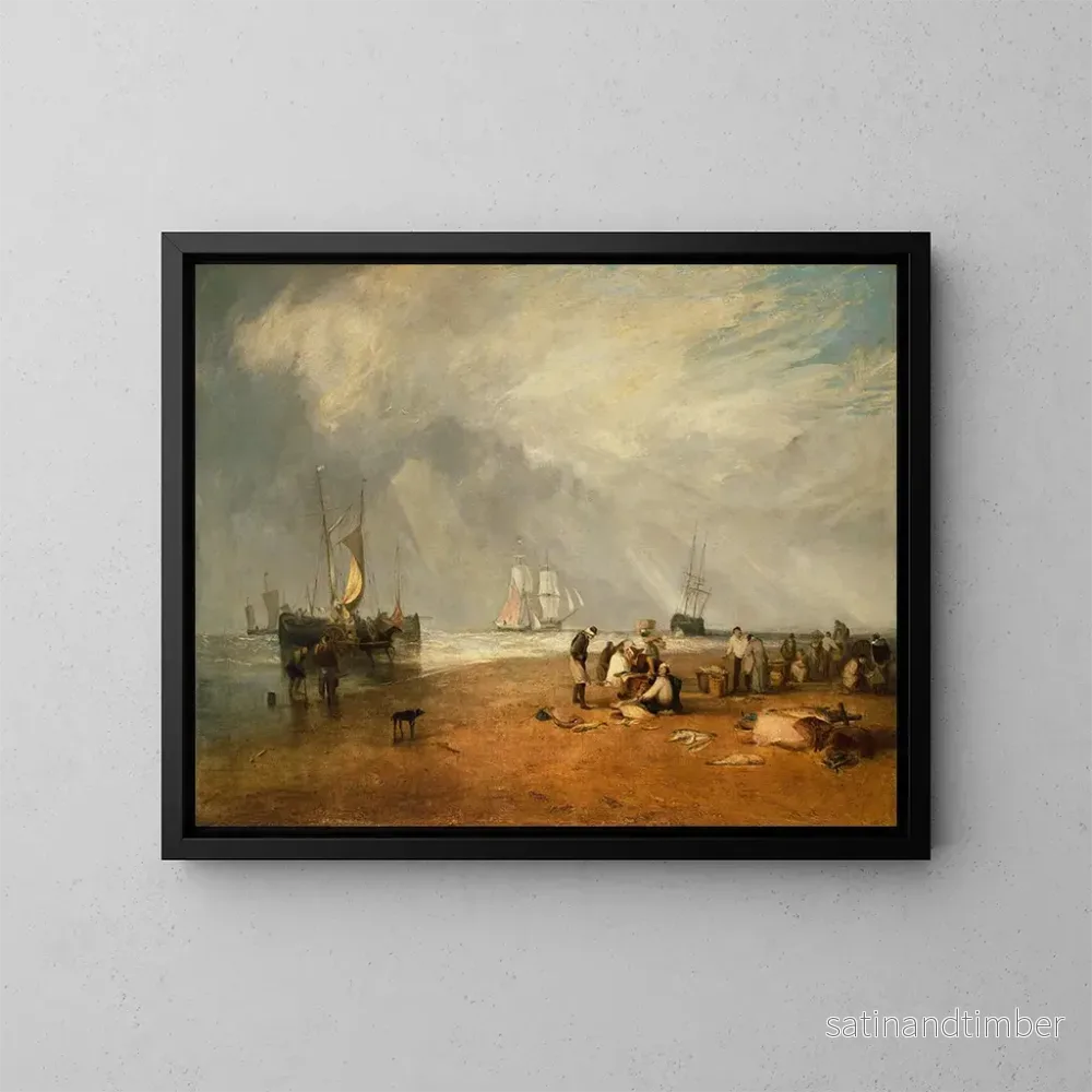 Reproduktion av målningen Le marché aux poissons de Hastings Beach – Joseph Mallord William Turner Reproduktion av målningen Le marché aux poissons de Hastings Beach – Joseph Mallord William Turner