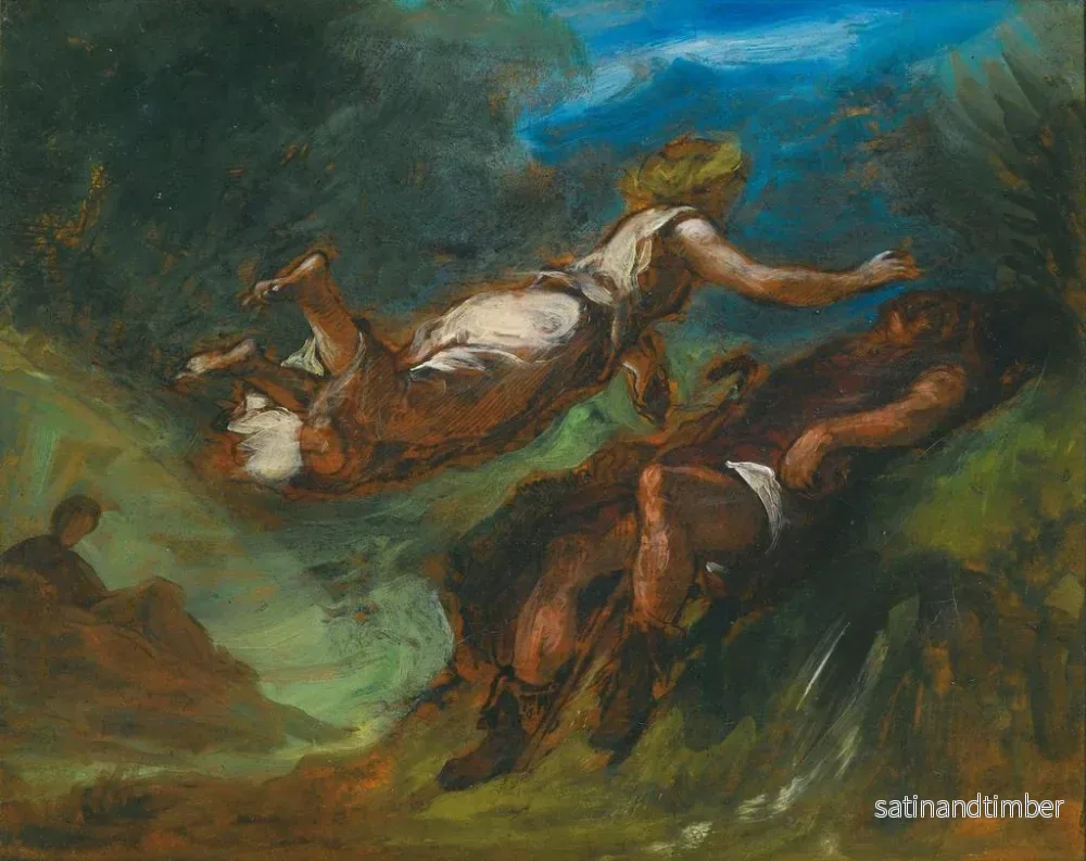 Reproduktion av målningen Hésiode och musan - Eugène Delacroix - Bild 2