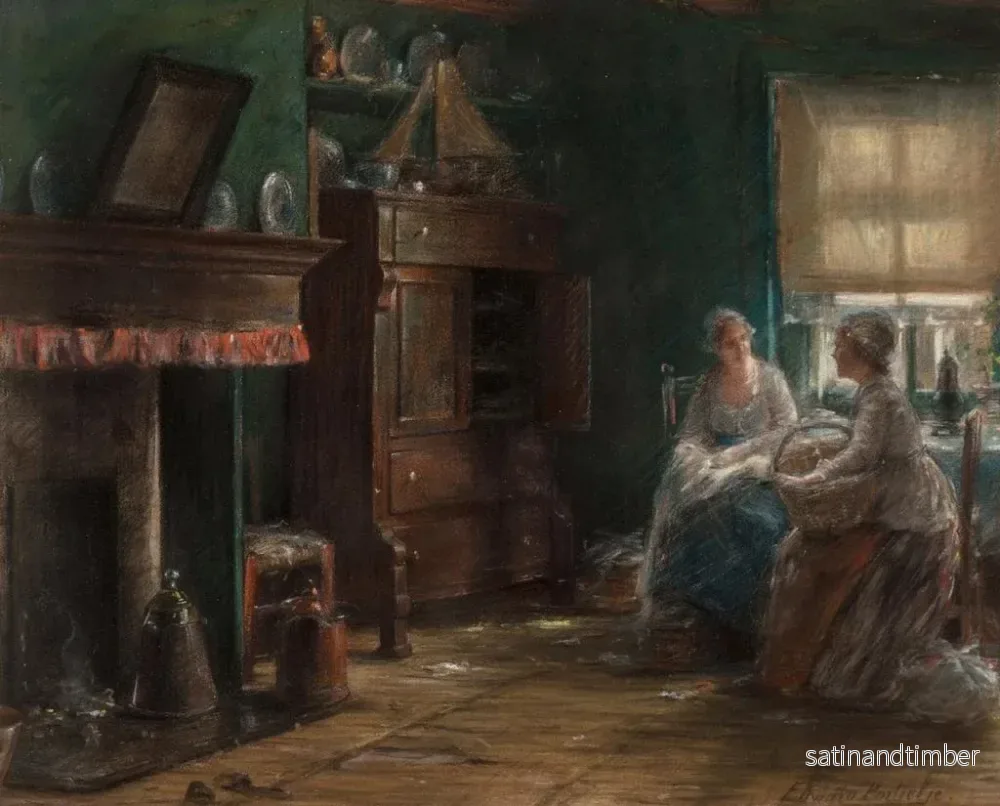 Reproduktion av målningen En eftermiddagsprat - Edward Antoon Portielje - Bild 2