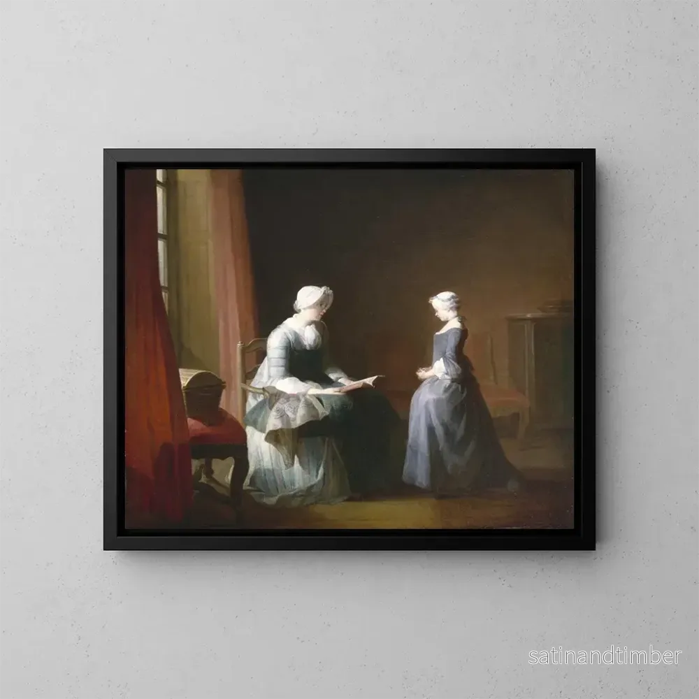 Reproduktion av målningen La bonne éducation - Jean Siméon Chardin
