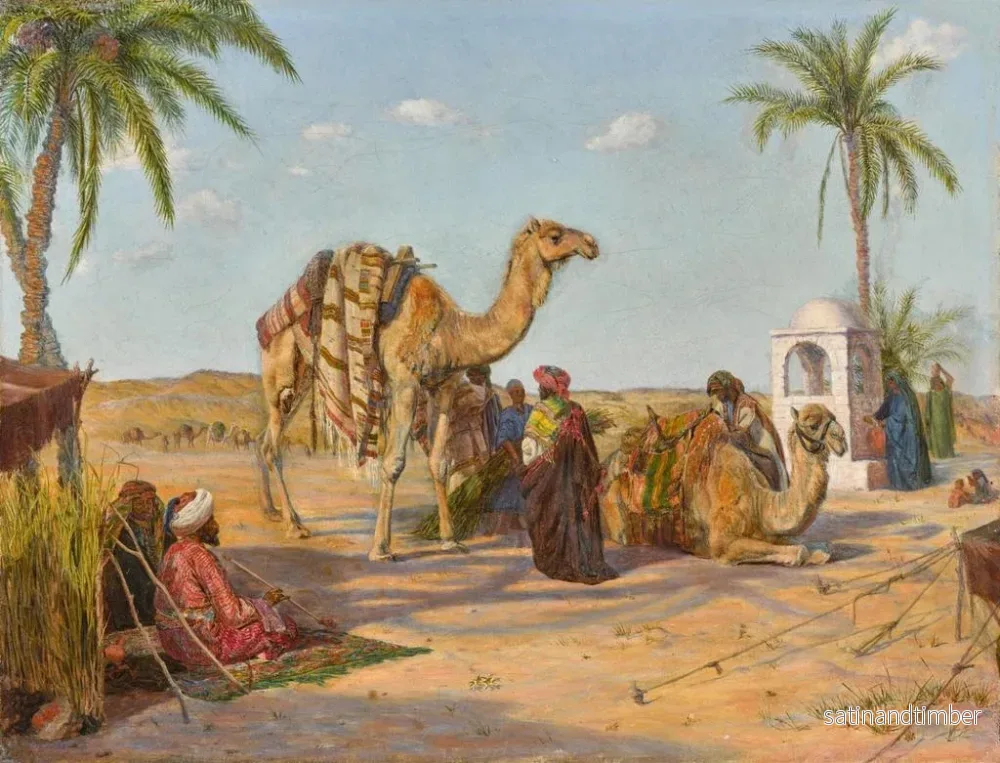 Reproduktion av målningen En karavan som stannar vid gränserna till den egyptiska öknen - Thomas Seddon - Bild 2