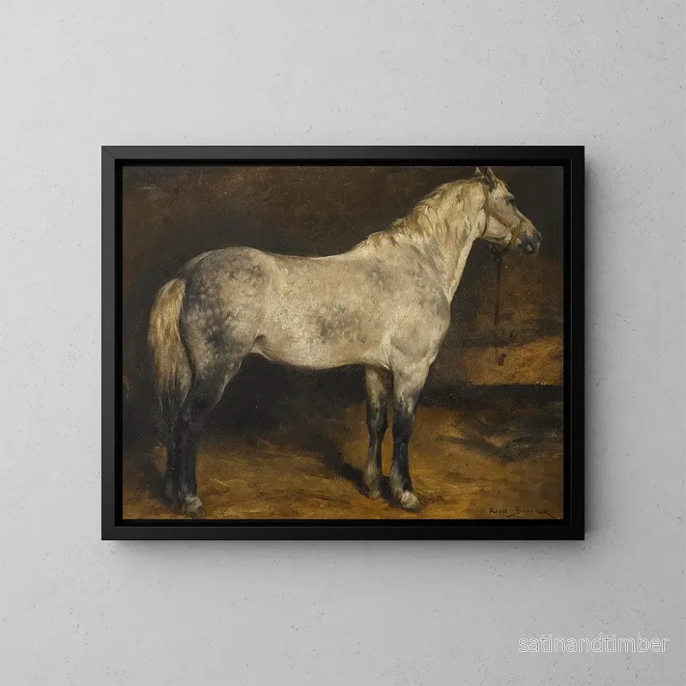 Reproduktion av målningen av en grå häst med fläckar - Rosa Bonheur