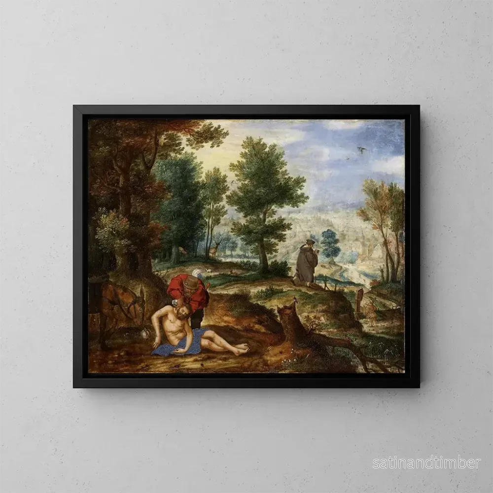 Reproduktion av målningen Landskap med den gode samariten - Pieter Stevens krets