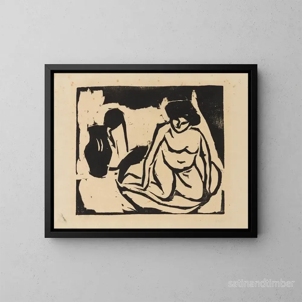 Reproduktion av målningen Fille naken i badet - Ernst Ludwig Kirchner