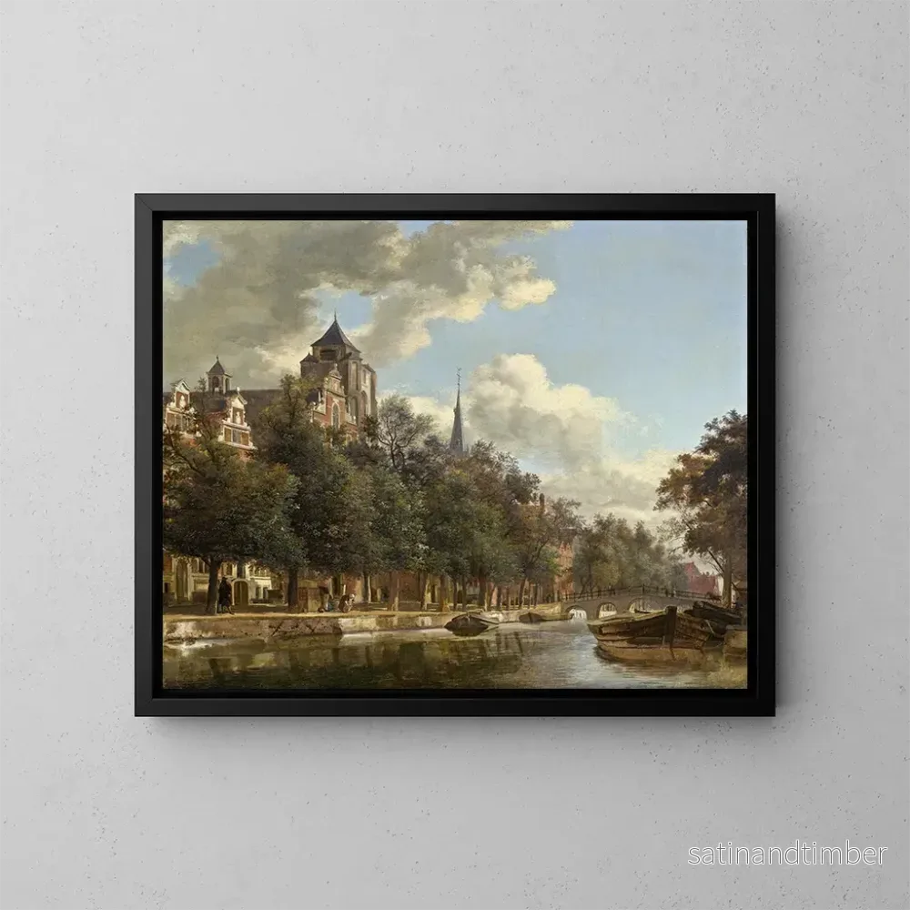 Reproduktion av målningen Vue d’un canal néerlandais – Jan van der Heyden