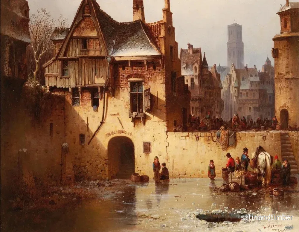 Reproduktion av målningen Vue d'une ville en hiver - Ludwig Hermann - Bild 2