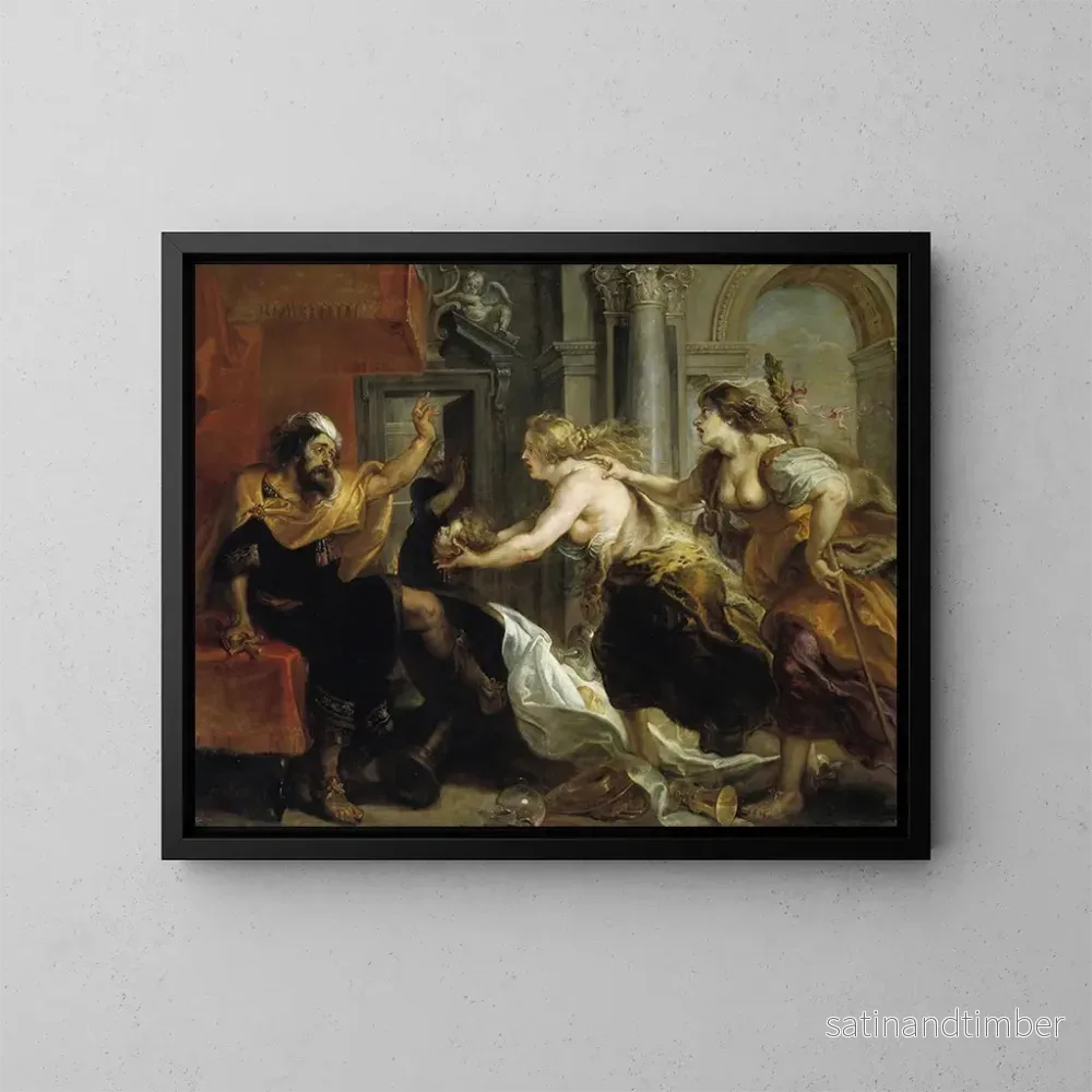 Reproduktion av målningen Térée konfronteras med sin sons huvud Itylus - Peter Paul Rubens