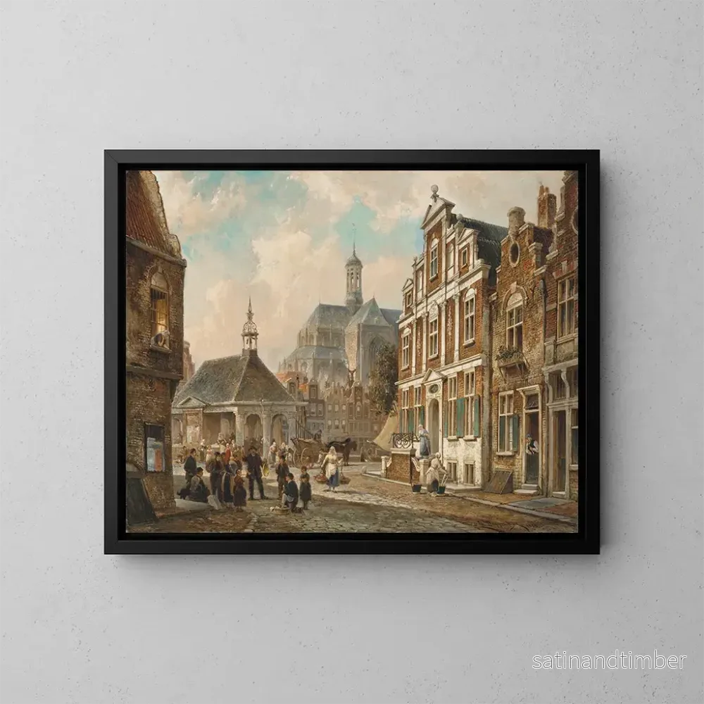 Reproduktion av målningen av Fiskmarknaden i Groningen – Cornelis Christiaan Dommelshuizen Reproduktion av målningen av Fiskmarknaden i Groningen – Cornelis Christiaan Dommelshuizen