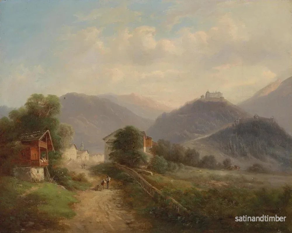 Reproduktion av målningen Vue över Hohenwerfen-fästningen i Pongau - Gustav Barbarini - Bild 2
