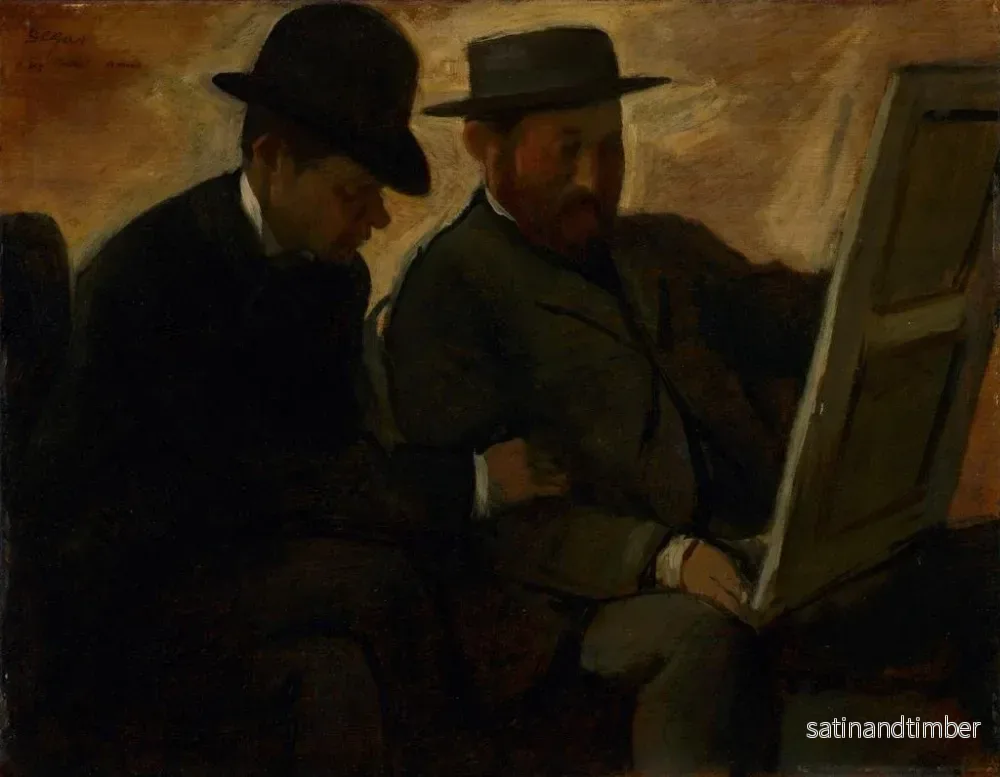 Reproduktion av målningen Paul Lafond och Alphonse Cherfils som granskar en målning - Edgar Degas - Bild 2