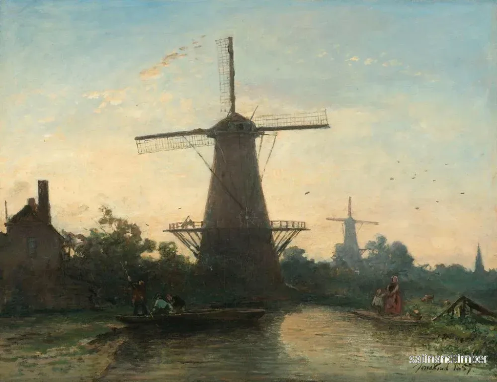Reproduktion av målningen av vindmöllor nära Rotterdam - Johan Barthold Jongkind - Bild 2