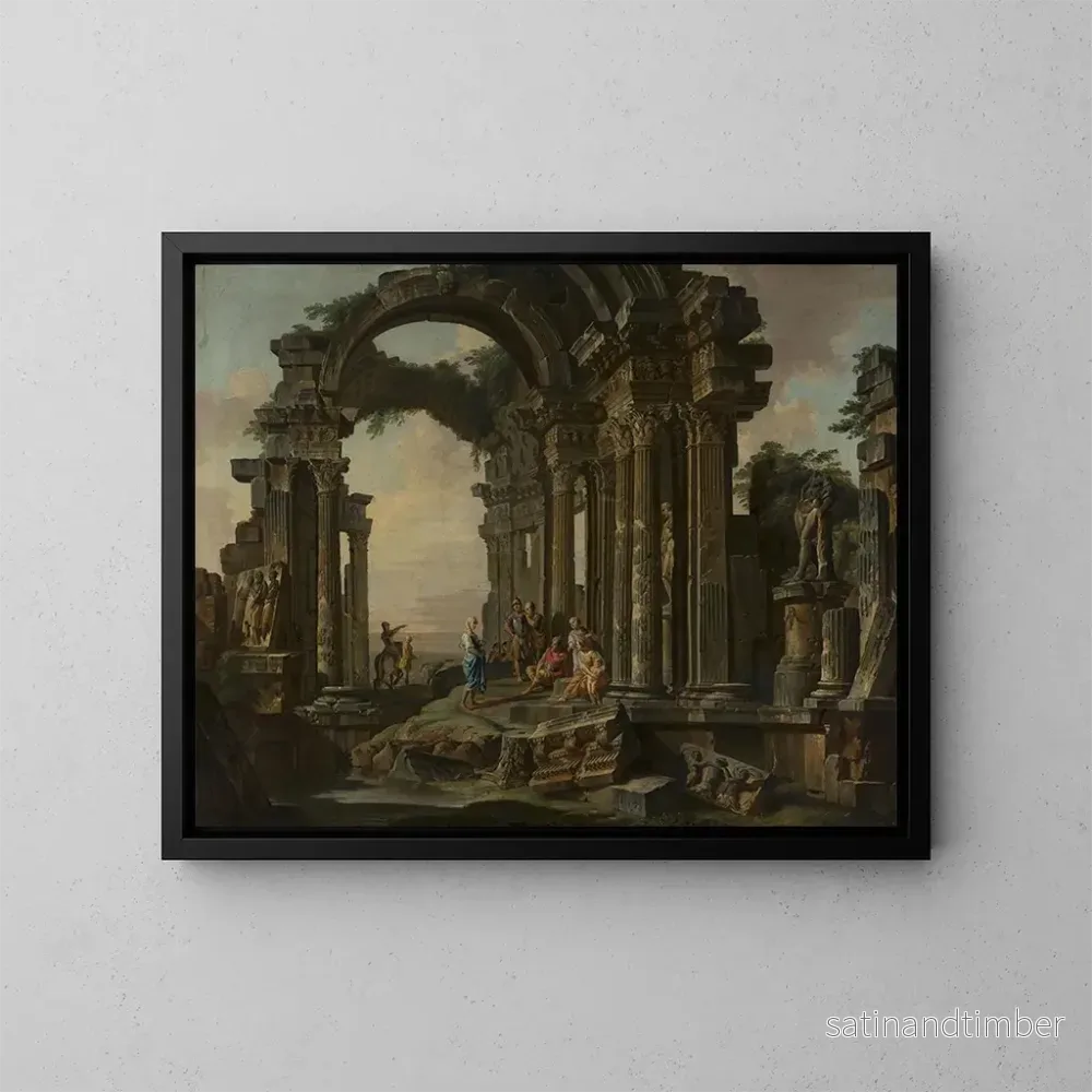 Reproduktion av målningen Ruins romaines - Giovanni Paolo Panini