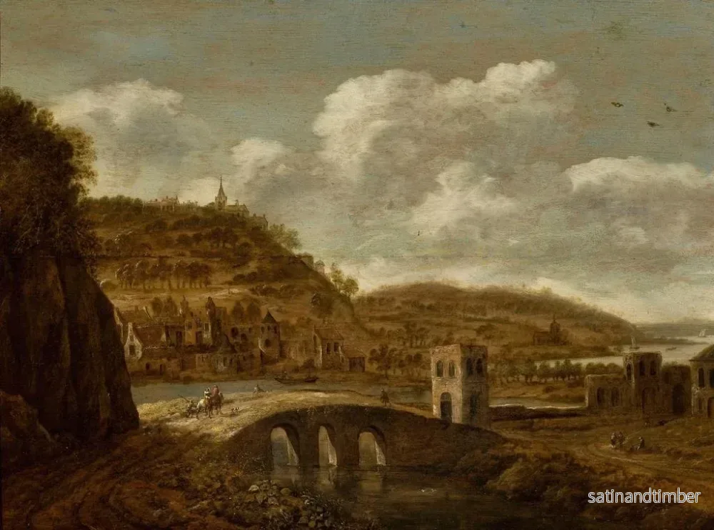 Reproduktion av målningen Landskapsbild av berg med en bro - Dionijs Verburg - Bild 2