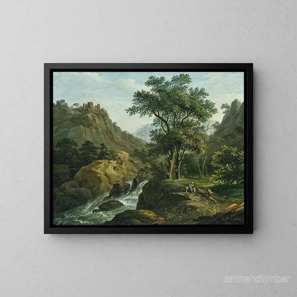 Reproduktion av målningen Bûcherons au bord d'une rivière - Matthias Rudolf Toma
